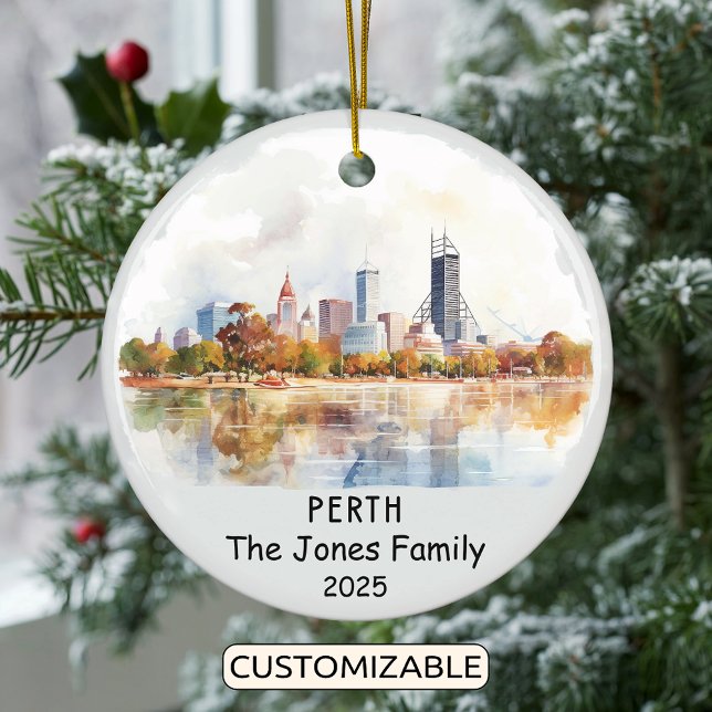 Personalised Perth Ornament, Australia Ceramic Tree Decoration (Creator Uploaded)