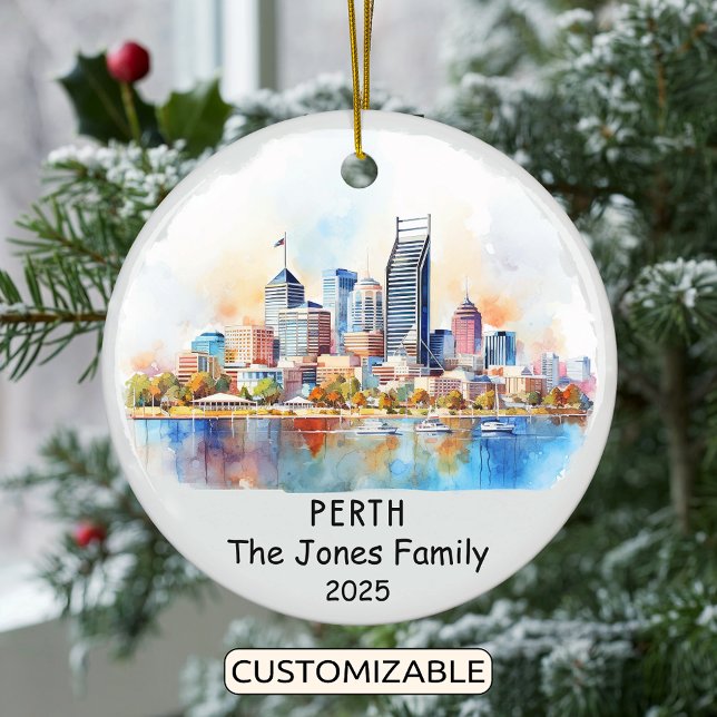 Personalised Perth Ornament, Australia Ceramic Tree Decoration (Creator Uploaded)
