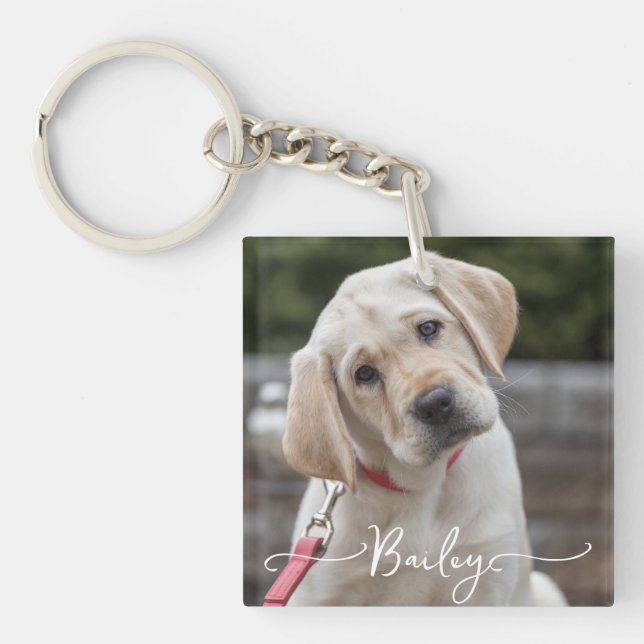 Personalised Pet 2 Photo and Name Special Keepsake Key Ring (Front)