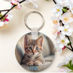 Personalised pet 2 photo cat lover keepsake name  key ring<br><div class="desc">This charming keychain showcases a silhouette of your cherished cat and can be personalised with their name on both sides. It's an ideal way to keep a special reminder of your feline friend with you always. Perfect as a gift for a fellow cat lover or a treasured keepsake for yourself,...</div>