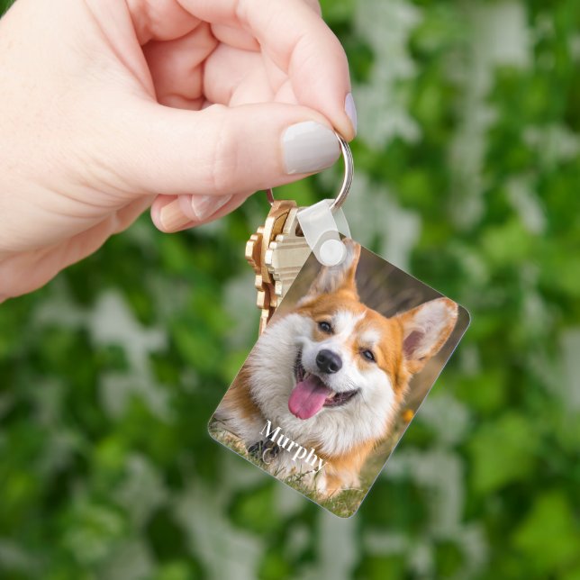 Personalised Pet 2 Photo Dog Lover Keychain (Hand)