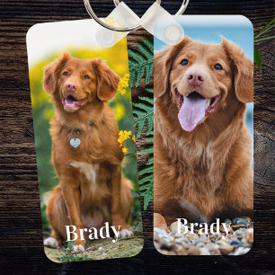 Personalised Pet 2 Photo Name Dog Lover Key Ring