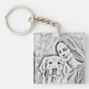 Personalised Pet 2 Photo Name Dog Lover Keychain
