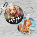 Personalised Pet Best Dog Dad Photo Key Ring<br><div class="desc">Give the dog dad in your life a unique keepsake with this custom double-sided "Best Dog Dad Ever" photo keychain! Designed for dog dads, moms, or any pet lover, this keychain lets you add two different photos of your furry friend—one for each side—creating a truly special accessory. On one side,...</div>