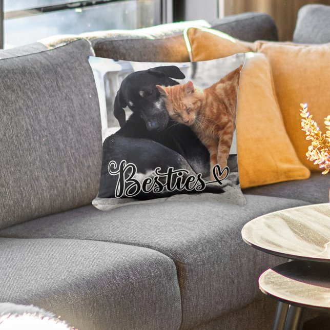 Personalised Pet Besties Throw Pillow (Creator Uploaded)