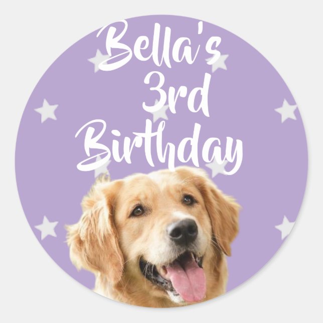 Personalised pet birthday favour stickers  (Front)