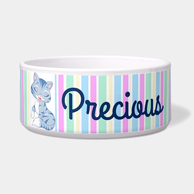 Personalised Pet Bowl/Cute Cat (Front)