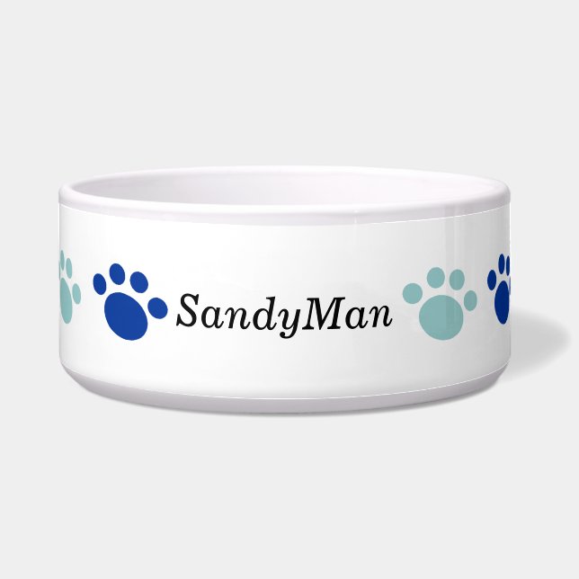 Personalised Pet Bowl With Paws (Front)