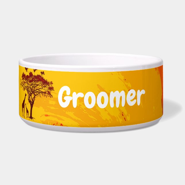 Personalised Pet Bowls African Safari Giraffe Sun (Front)
