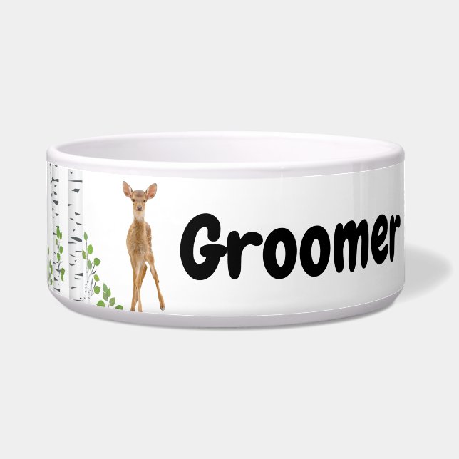 Personalised Pet Bowls Deer Doe Buck Forest Woodla (Front)