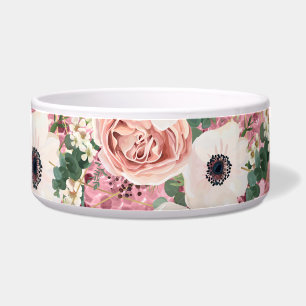Personalised Pet Bowls Geometric Garden Rose Glitt