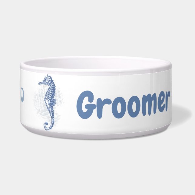 Personalised Pet Bowls Seahorse Ocean Beach Water (Front)