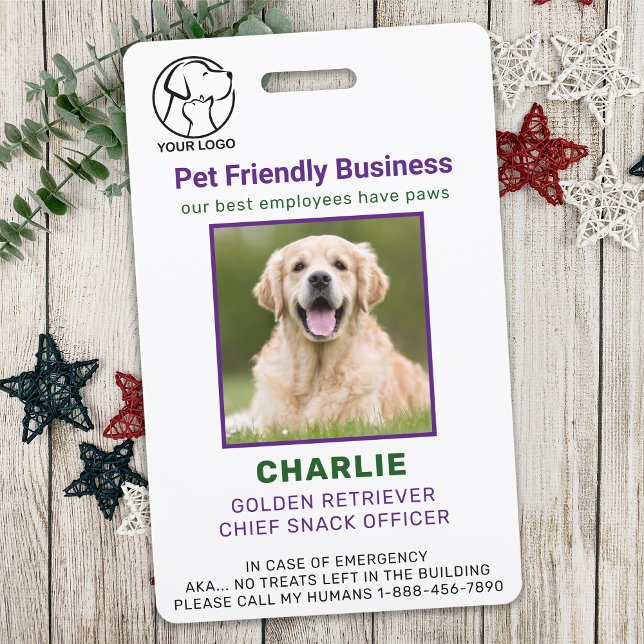 Personalised Pet Business Employee Dog Photo ID Ba Badge (Creator Uploaded)