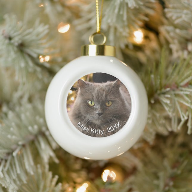 Personalised Pet Cat Dog Christmas Ceramic Ball Christmas Ornament (Tree)
