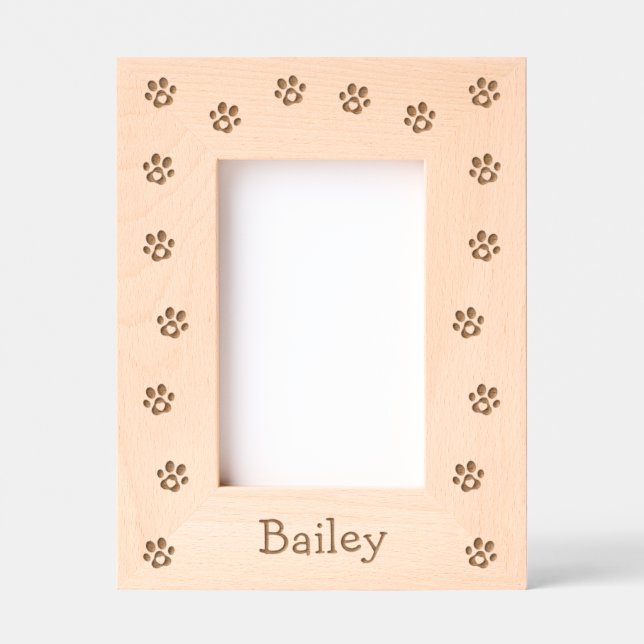 Personalised Pet Cat/Dog Name Paw Print Keepsake Etched Frames (Front)