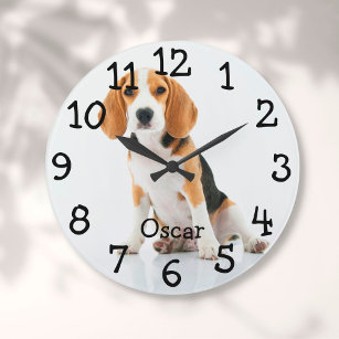 Personalised Pet Cat Dog Photo Name  Large Clock