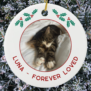 Personalised Pet Cat Memorial Christmas Photo Ceramic Tree Decoration
