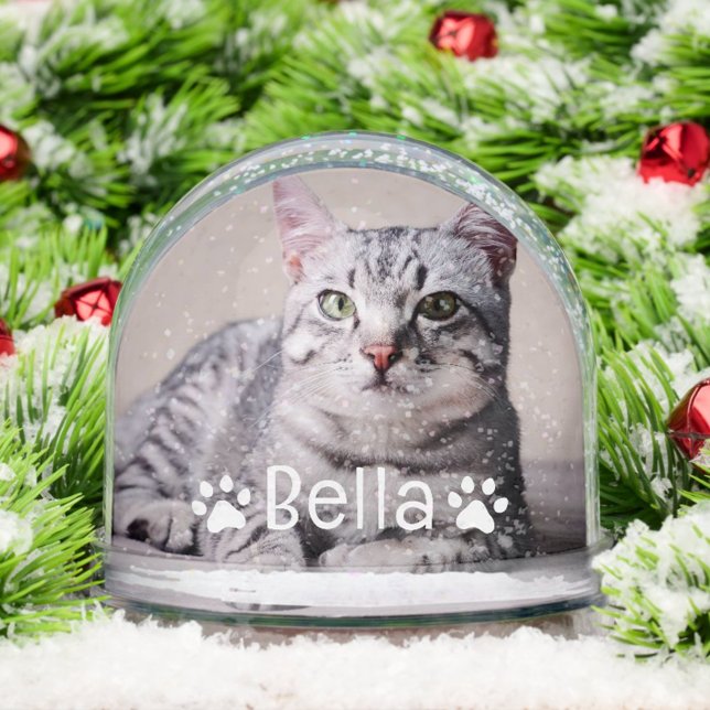 Personalised Pet Cat Name and Photo Custom Snowglobe (Creator Uploaded)