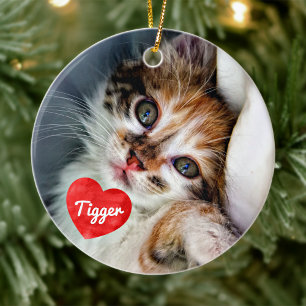 Personalised Pet Cat Photo Keepsake Ceramic Tree Decoration
