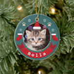 Personalised Pet Cat Photo Meowy Christmas Holiday Ceramic Tree Decoration<br><div class="desc">Personalised Pet Cat Photo Meowy Christmas Holiday Ceramic Ornament</div>