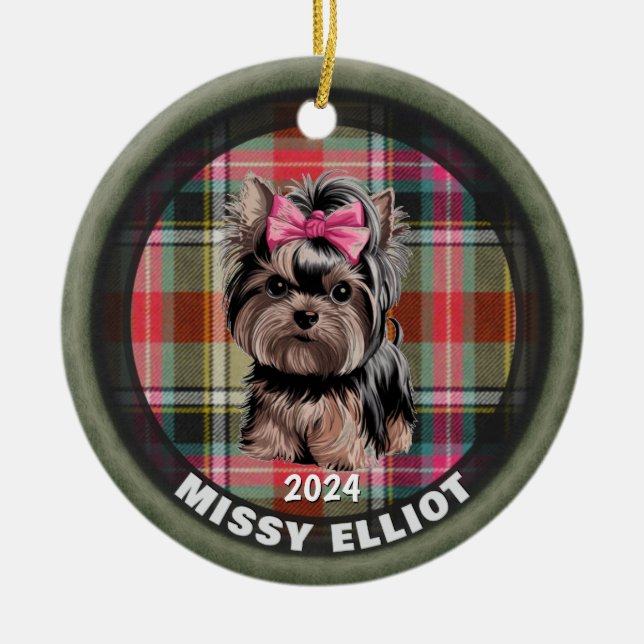 Personalised Pet Ceramic Circle Xmas Tree Ornament (Front)