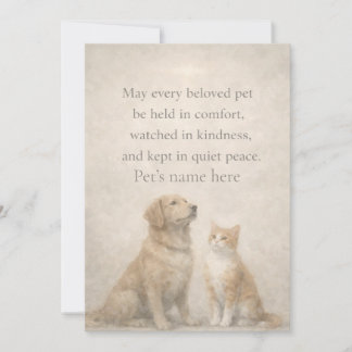 Personalised Pet Comfort Flat Note Card