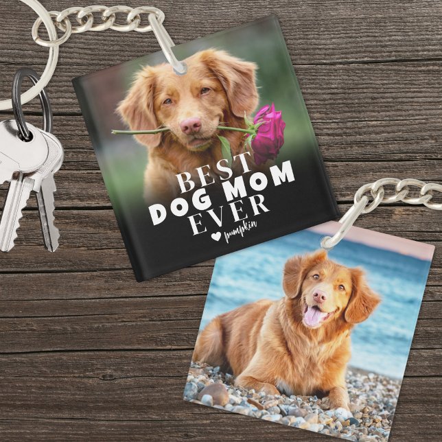 Personalised Pet Dog Best Mum Photo Key Ring (Personalized Pet Dog Best Mom Photo Keychain )