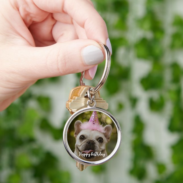  Personalised pet dog birthday  Key Ring (Hand)