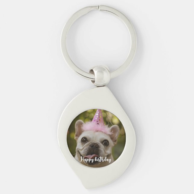  Personalised pet dog birthday  Key Ring (Front)