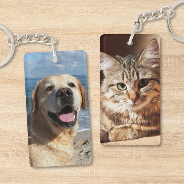 Personalised Pet Dog Cat Double-Sided Photo Key Ring (Personalized Pet Dog Cat Double-Sided Photo Keychain)