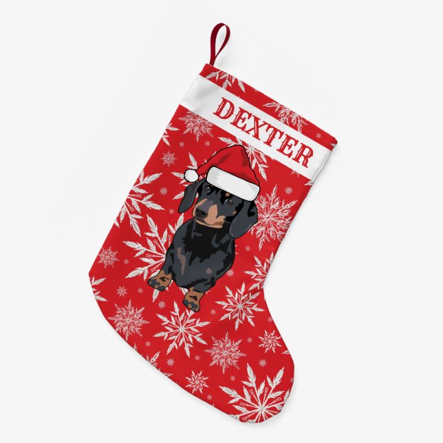 Personalised Pet Dog | Dachshund Gift Small Christmas Stocking (Front (Hanging))