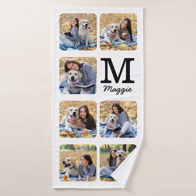 Personalised Pet Dog Lover Photo Collage Bath Towel (Bath Towel)