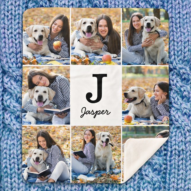 Personalised Pet Dog Lover Photo Collage Sherpa Blanket (Creator Uploaded)