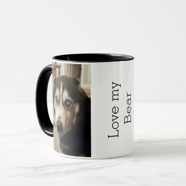 Personalised Pet Dog Photo Black White Custom Mug (Front Left)