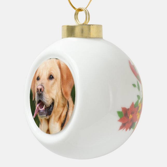 Personalised Pet  Dog Photo Ceramic Ball Christmas Ornament (Right)