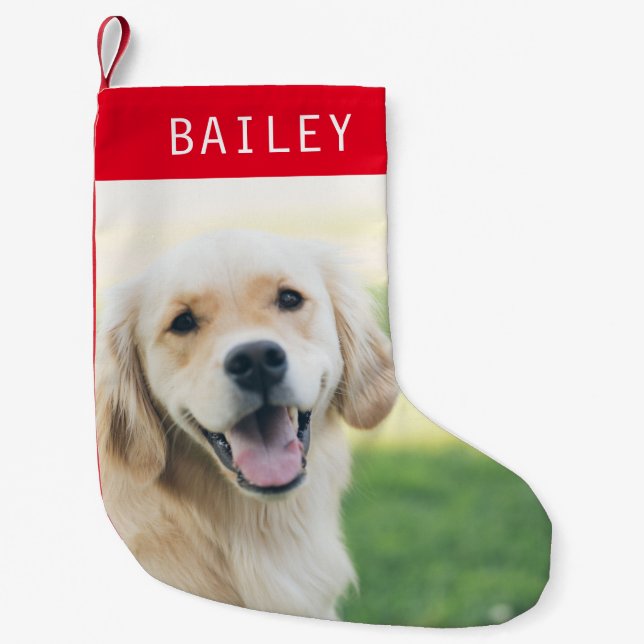 Personalised Pet Dog Photo Name Christmas Stocking (Front)