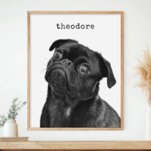 Personalised Pet Dog Photo Name Minimalist Wall  Poster