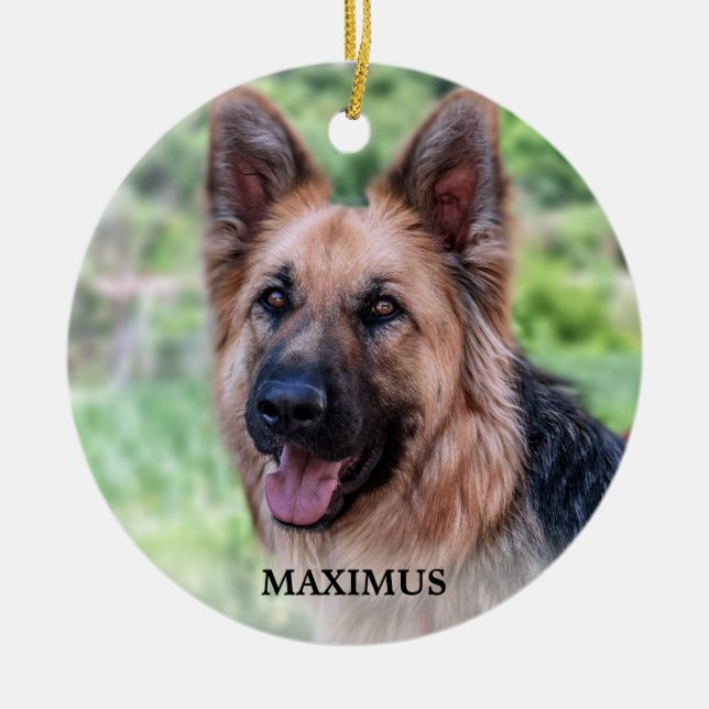 Personalised Pet Dog Photo Simple Christmas Ceramic Tree Decoration (Front)