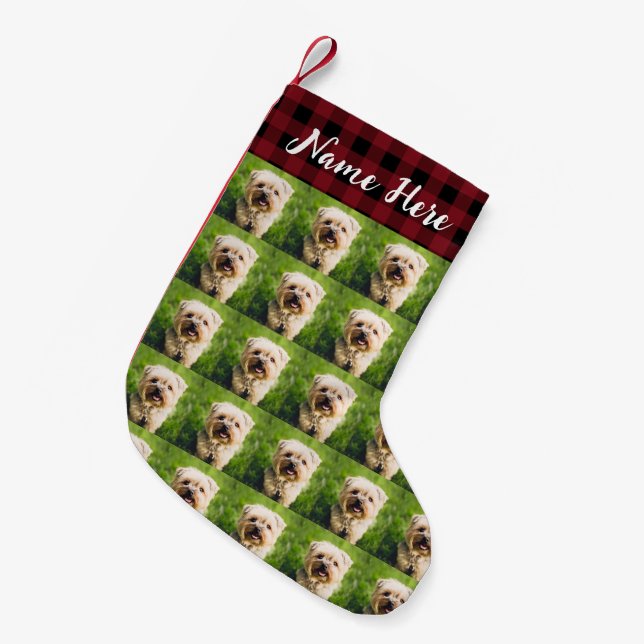 Personalised Pet Dog Photo Small Christmas Stocking (Front (Hanging))