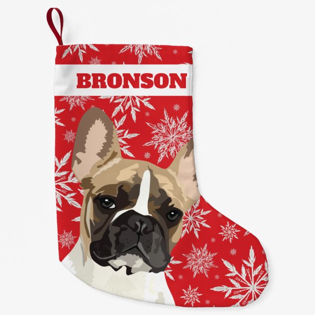 Personalised Pet Dog | Pied French Bulldog Gift Small Christmas Stocking (Front)