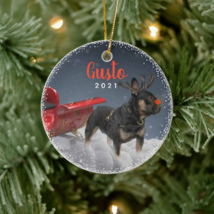 Personalised Pet Dog Puppy Holiday Photo Ceramic Tree Decoration