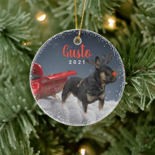 Personalised Pet Dog Puppy Holiday Photo Ceramic Tree Decoration (Tree)