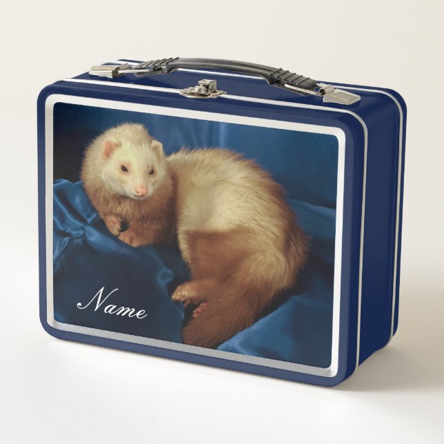 Personalised Pet Ferret Metal Lunch Box (Front)