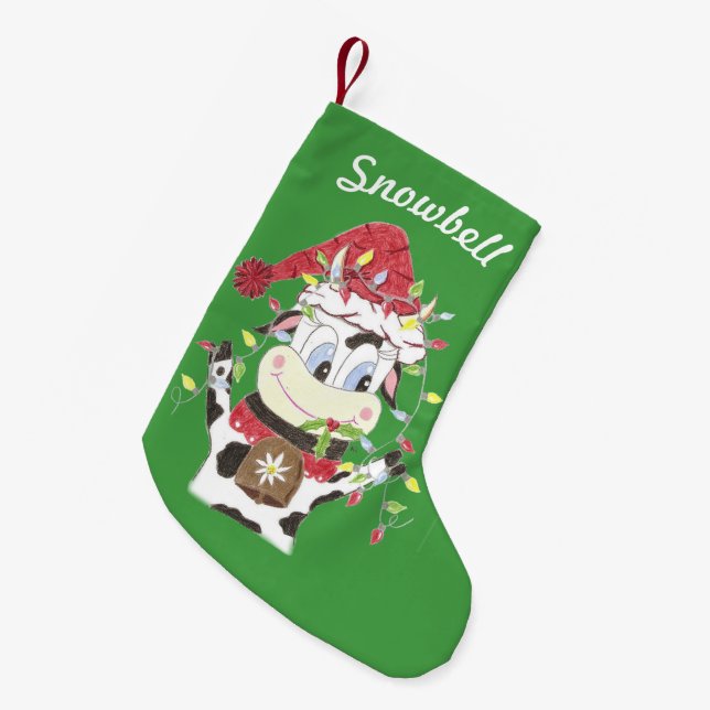 Personalised pet green Christmas stocking (Front (Hanging))