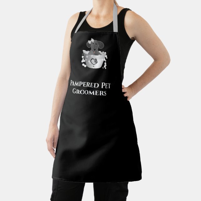 Personalised Pet Groomer Puppy Washtub Apron (Insitu)