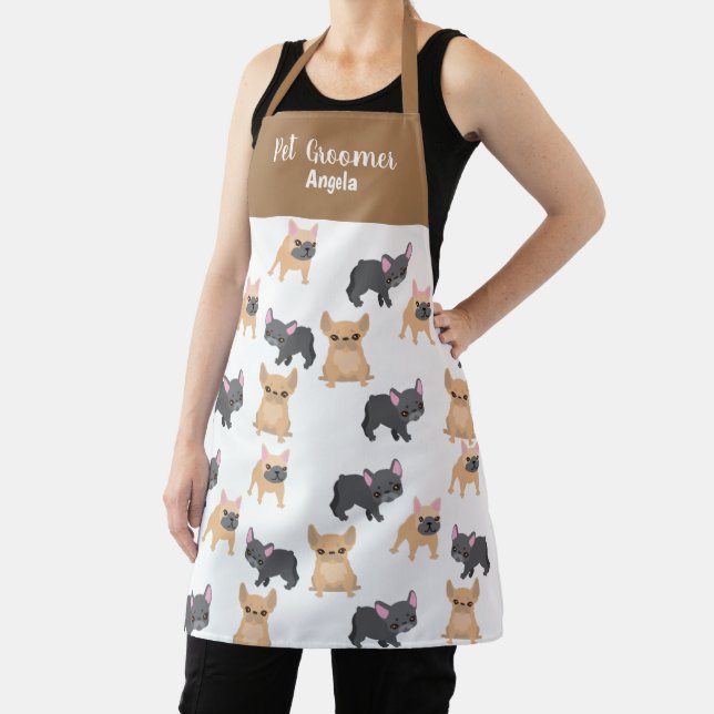Personalised Pet Groomer Tan French Bulldog   Apron (Insitu)