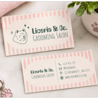 Personalised Pet Grooming Salon Cute Animal Groom Business Card