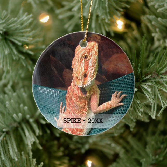 Personalised Pet Lizard Photo Christmas Tree Ceramic Tree Decoration (Tree)