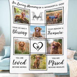 Personalised Pet Loss Keepsake Pet Dog Memorial  Fleece Blanket