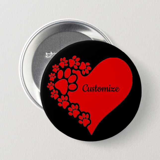 Personalised Pet Love Heart 7.5 Cm Round Badge (Front & Back)